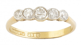 191.  Sortija cinquillo de brillantes engastados en chatones