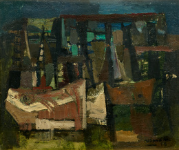 805.  AGUSTÍN REDONDELA  (Madrid, 1922 - 2015)“Puerto”, 1958.