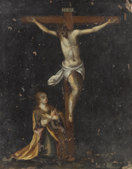 535.  ESCUELA ESPAÑOLA, SIGLO XVIICristo en la cruz con la Magdalena.