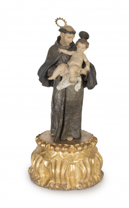 995.  “San Antonio con el Niño”. Escultura en terracota policromada.Escuela granadina, S. XVIII.