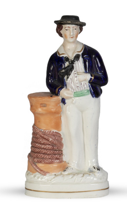 1188.  Marinero.Figura de loza esmaltada.Staffordshire, Inglaterra, S. XIX.