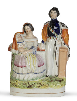 1199.  La reina Victoria y el príncipe Alberto.Figura de loza esmaltada.Staffordshire, Inglaterra, S. XIX.