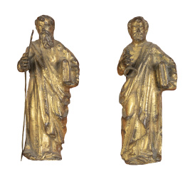 1099.  San Pedro y San Pablo.De bronce dorado.España, S. XVIII.