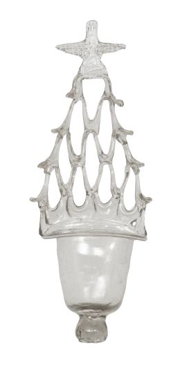 1026.  Benditera de vidrio transparente.Trabajo catalán, S. XVIII.