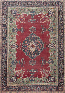 1157.  Antigua alfombra persa Tabriz imperial.