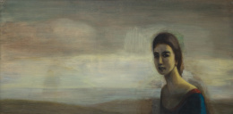 1024.  JOSÉ LUIS MAZARÍO (Castel de Cabra, Teruel, 1963)Muchacha con vestido prusia