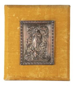 1091.  Inmaculada Concepción.Placa de cobre, de medio bulto.Trabajo español, S. XVIII.