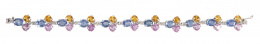 377.  Conjunto de collar y pulsera de brillantes combinados con zafiros rosas, azules y amarillos 