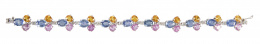 377.  Conjunto de collar y pulsera de brillantes combinados con zafiros rosas, azules y amarillos 