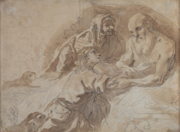 761.  ATRIBUIDO A LUCA GIORDANO (Nápoles, 1634- 1705)Isaac bendiciendo a JacobFinales del siglo XVII