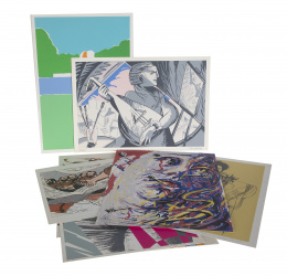 1052.  VV.AA.Conjunto de 10 obras gráficas de autores como Forns Bada y Aute