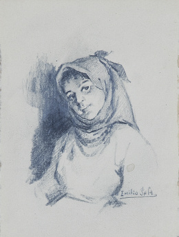 857.  EMILIO SALA FRANCÉS (Alcoy, Alicante, 1850-Madrid, 1910)Retrato de campesina