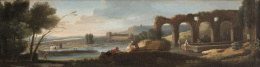 798.  ESCUELA ITALIANA, SIGLO XVIIIVista de un paisaje de los alrededores de roma, sobrepuerta