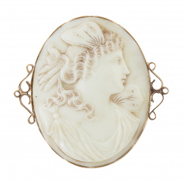 54.  Broche camafeo de pp. S. XX con busto de Dama relaizado en porcelana o pasta de vidrio