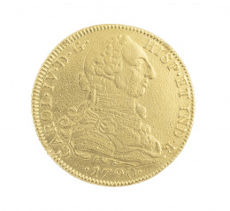 427.  Moneda de 8 escudos Carlos IV de 1790 NR JJ