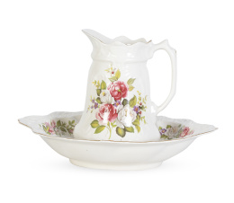 1469.  Aguamanil de loza estampada de la serie "Harmony Rose".James Kent, Inglaterra, S. XX.