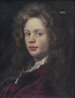 802.  CÍRCULO DE NICOLAS LARGILLIERE (Escuela francesa, siglo XVIII)Retrato de caballero con levita roja