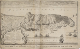 753.  NICOLAS TINDAL (1687-1774) y ASHBY, HCiudad y fortificaciones de Gibraltar y plano del ataque a Gibraltar de 1782