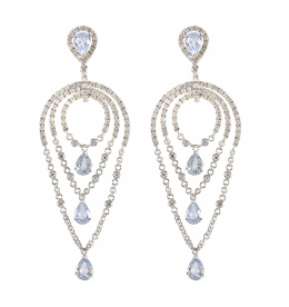 383.  Pendientes largos estilo Belle époque con diseño chandelière de aguamarinas y brillantes 