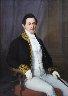832.  ANTONIO MARÍA ESQUIVEL (Sevilla, 1806-Madrid, 1857)Retrato de caballero con levita de diplomático