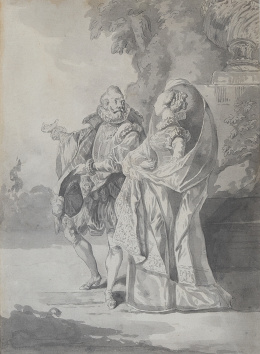 835.  LUIS PARET Y ALCÁZAR (Madrid, 1746-1799)Paseo en un jardín (¿El viejo enamorado?)H. 1784-1787