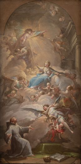 836.  FRANCISCO BAYEU Y SUBIAS (Zaragoza, 1734-Madrid, 1795)Boceto de Nuestra Señora de los Ángeles o Aparición de la Virgen a San Francisco de Asís en la Porciúncula1781