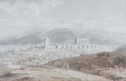 852.  ATRIBUIDO A FLORENT- FIDELE CONSTANT BOURGEOIS DE CASTELET (1767-1841)Vista de la ciudad de Coria tomada de la parte norte