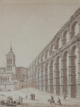 856.  FLORENT- FIDELE CONSTANT BOURGEOIS DE CASTELET (1767-1841)Perspectiva del acueducto de Segovia