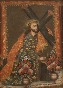 795.  ESCUELA CUZQUEÑA, SIGLO XVIIICristo con la cruz a cuestas