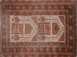 599.  Alfombra paquistaní en lana de decoración geométrica de cam