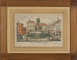 769.  MARTIN ENGELLBRECHT (1685- 1756)"Fontana nelle Piazza della Rotonda" y "Fontana in Piazza Colonna"