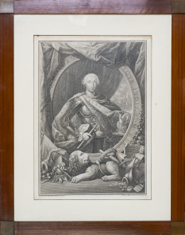 754.  FILIPPO MORGHEN (1730-1777) SEGÚN CAMILLUS PADERNI (1720-1770)Retrato de Carlos III de Borbón