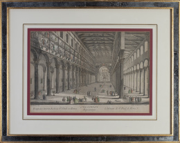 768.  ESCUELA FRANCESA, SEGUNDA MITAD DEL SIGLO XVIIIVista óptica: "Prospectus interior ecclesiae St Pauli in Roma"