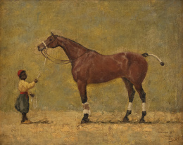 897.  ANDRÉS PARLADÉ Y HEREDIA (Málaga, 1859-Sevilla, 1933)Pareja de caballos Wanda I y Wanda II, Tánger