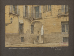 848.  JOSÉ MARTÍNEZ GARÍ (Alicante 1869-Madrid?)Arco de entrada a la calle de La Pasa