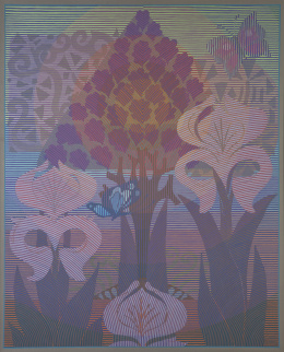 1100.  CLAUDINE CLOWEILLER Iris et Papillons, 1982