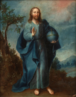 828.  MIGUEL CABRERA (1695-1768)Cristo Salvador del Mundo