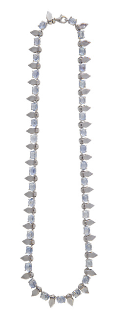 405.  Collar de cabuchones de zafiros Ceylan entre piezas con diseño de punta de flecha 