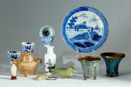 1156.  Pareja de tazas en porcelana azul y blanca.China Dinastía Qing, mediados S. XIX