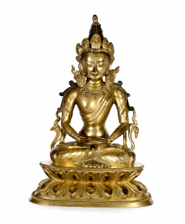 1073.  Buda en bronce dorado. Sino tibetano, ff. del S. XIX .