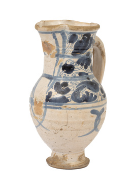 1085.  Jarro de cerámica esmaltada de azul de cobalto.Teruel, S. XVIII.