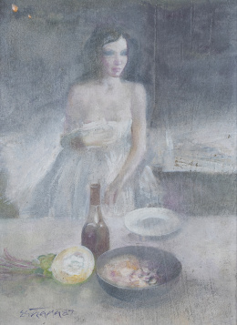 888.  ADOLFO ESTRADA (Buenos Aires, 1942)Mujer en un interior, 1987