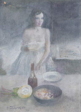 888.  ADOLFO ESTRADA (Buenos Aires, 1942)Mujer en un interior, 1987