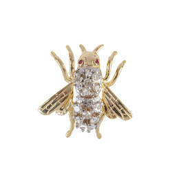 159.  Broche mosca años 50 con cuerpo de brillantes y ojos de rub