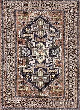 577.  Alfombra en lana con decoraciòn geométrica.  Persa (ardebil).