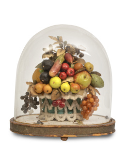 1175.  Fanal fernandino con cesto simulado de frutas.Trabajo mallorquín, h. 1830.