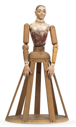 1102.  Virgen vestidera de madera de pino policromada.Trabajo español, S. XVIII.