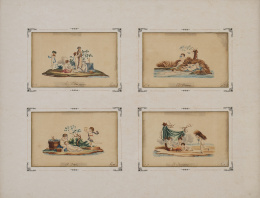 879.  ESCUELA ITALIANA, SIGLO XIXConjunto de cuatro alegorias de las estaciones del añoLa Primavera; El Verano; EL Otoño y El Invierno