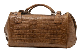 475.  Gran bolso vintage de viaje con piel de cocodrilo marrón