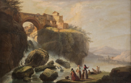 824.  MANUEL BARRON Y CARRILLO (Sevilla, 1814- 1884)Lavanderas en la serranía de Ronda1857